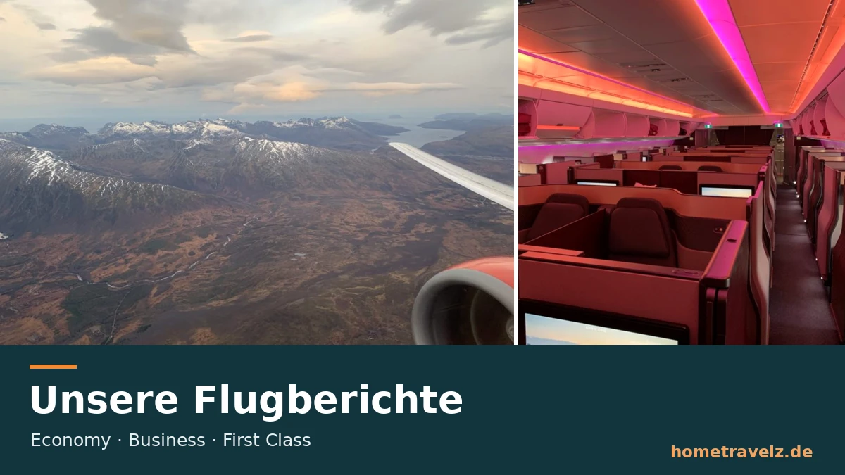 Unsere Flugberichte: eigene Fotos vom Blick aus dem Flugzeug und aus der Business-Class-Kabine