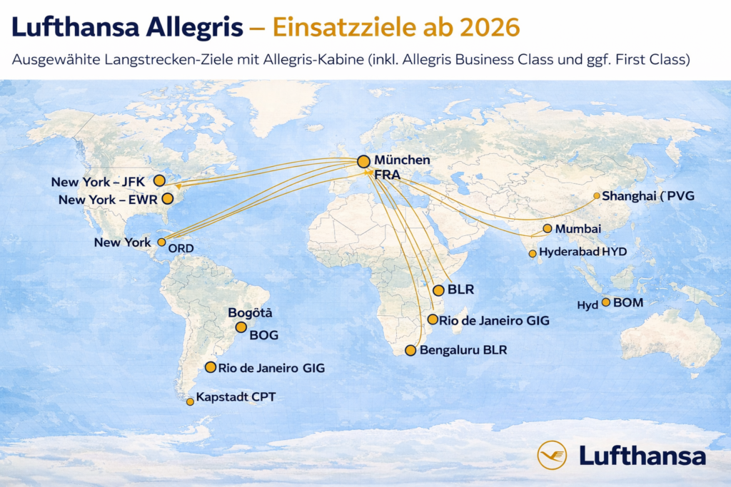 Lufthansa Allegris – Streckenübersicht (Stand 01/2026)