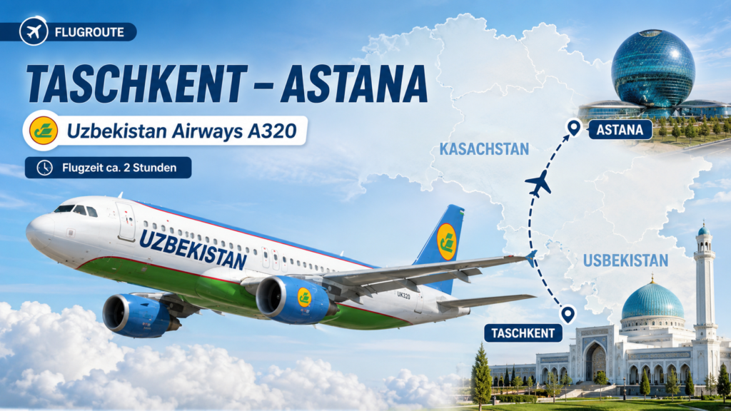 Uzbekistan Airways Business Class von Tashkent nach Astana Uzbekistan Airways Business Class von Tashkent nach Astana