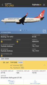 Turkish Airlines von Istanbul nach Tashkent